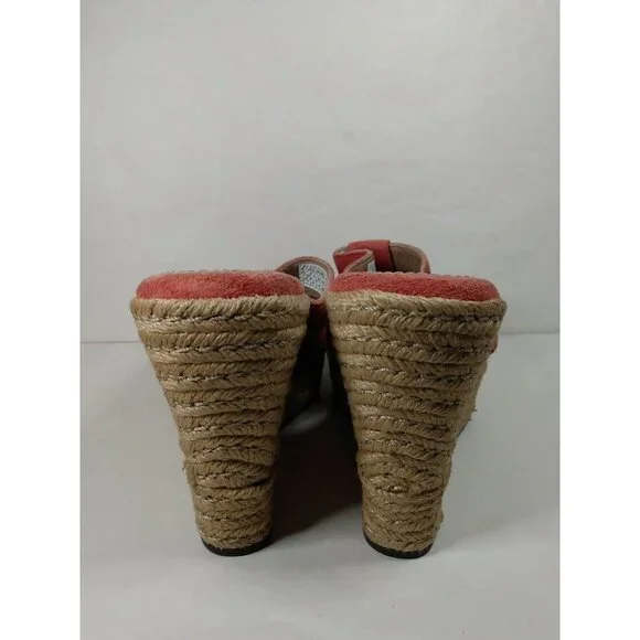 UGG Australia Tawnie Salmon Pink Suede Espadrille Wedge Heel Sandal Sz 6 F29012A - Picture 4 of 10